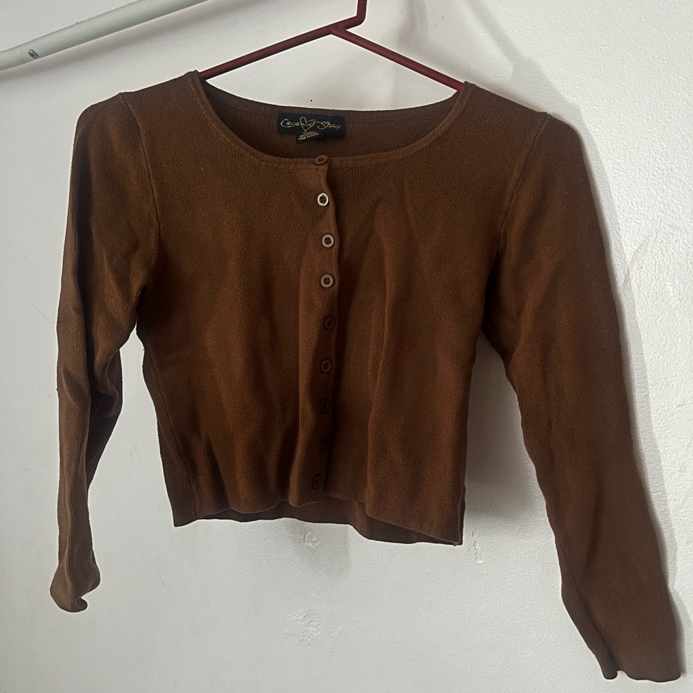 brown long sleeve top